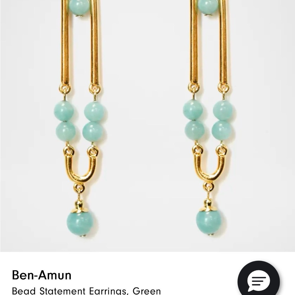 Ben-Amun Gold and Green Dangle Earrings